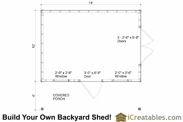 10x14 Colonial Shed With Porch Plans Icreatables SHEDS