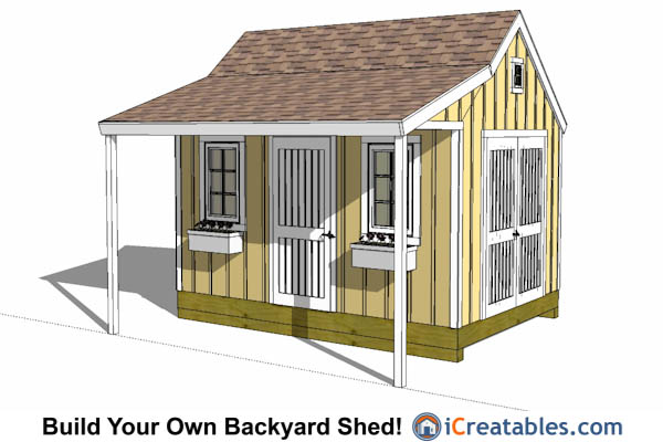 10x14 colonial shed with a porch