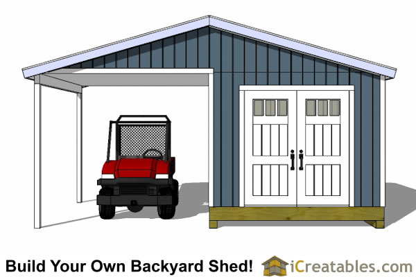 10x14 Gable Shed Plans With a Porch front elevation