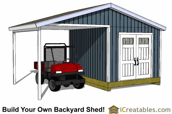 10x14 Backyard Shed Plans Large Porch-Carport