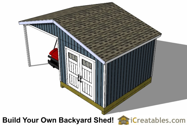 10x14 Backyard Shed Plans Large Porch-Carport