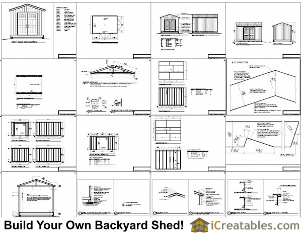 10x14 Gable shed Plans | Icreatables SHEDS