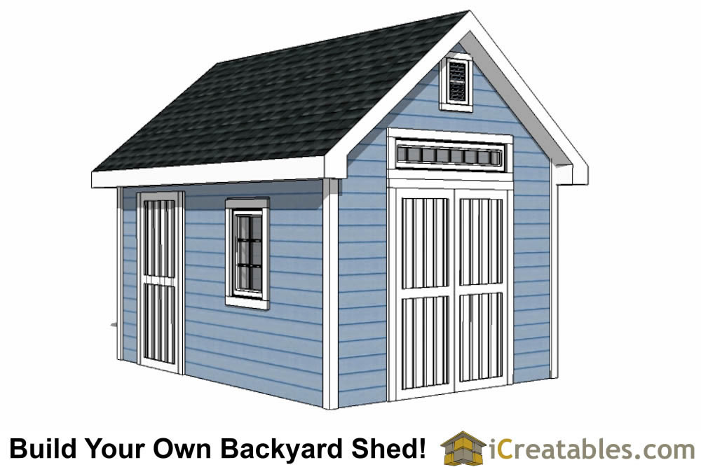 10x14 Colonial style shed plans