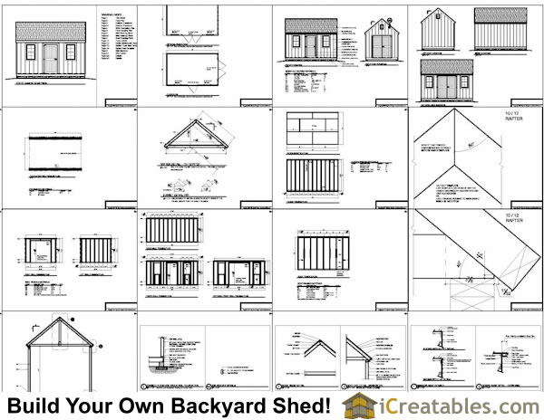 10x16 Colonial Shed Plans | Icreatables SHEDS