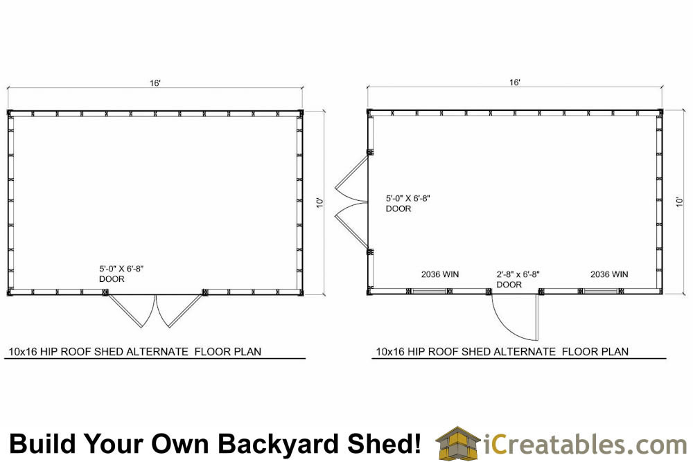 10x16 Hip Roof Shed Plans