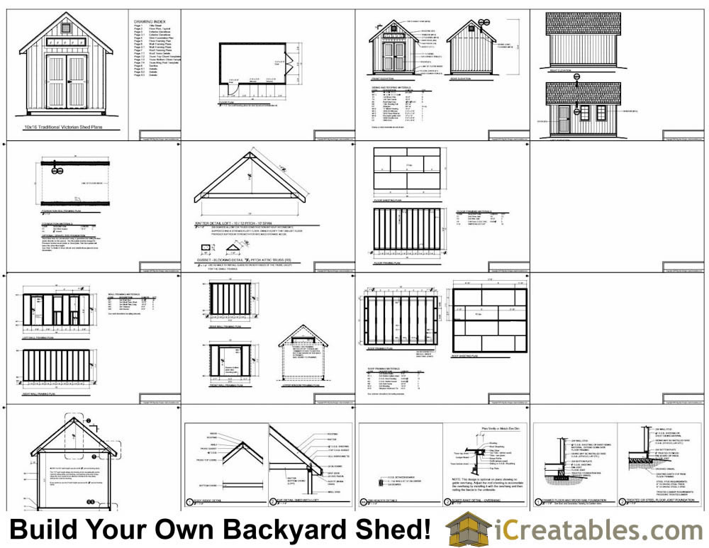 10x12 Traditional Victorian Style Storage Shed Plans