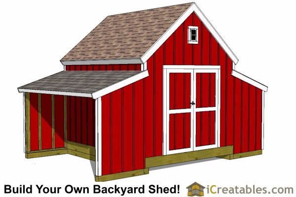 10x18 Raised Center Aisle Small Barn Shed Plans | Barn Shed Plans