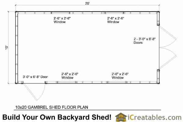 10x20 Gambrel Shed Plans | 10x10 barn shed plans