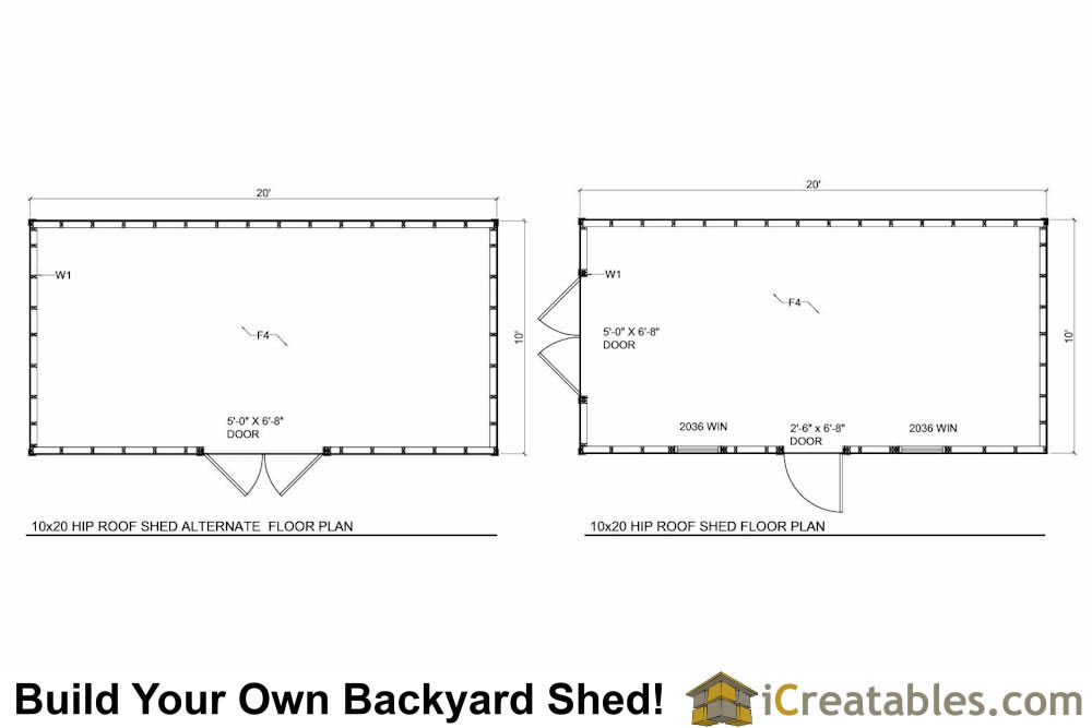 10x20 Hip Roof Shed Plans