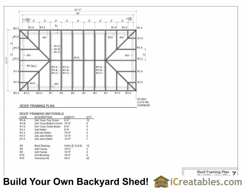 10x20 Hip Roof Shed Plans