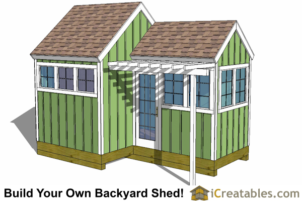 10x8-6x8 garden shed plan front elevation