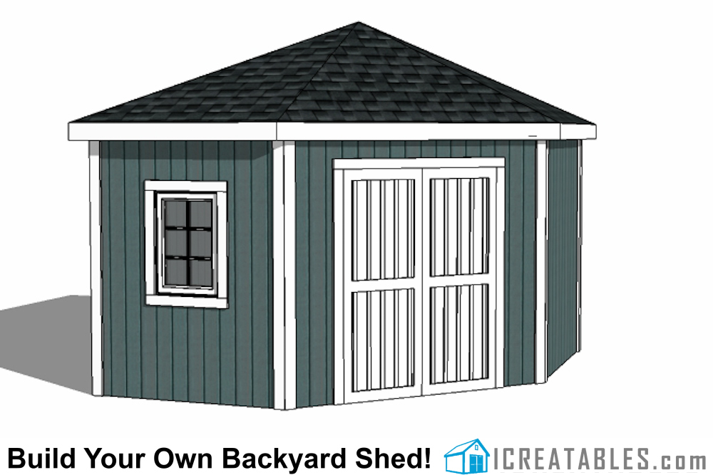 120 sf 5 Sided Corner Shed Plans