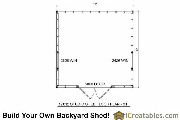 12x12 Modern Shed Plans | 12x12 Office Shed Plans | Studio Shed