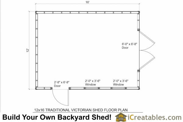 12x16 traditional victorian backyard shed plans