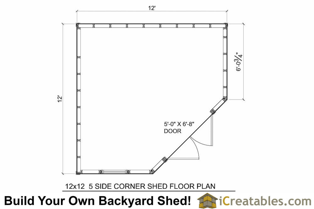 12x12 5 Sided Corner Shed Plans