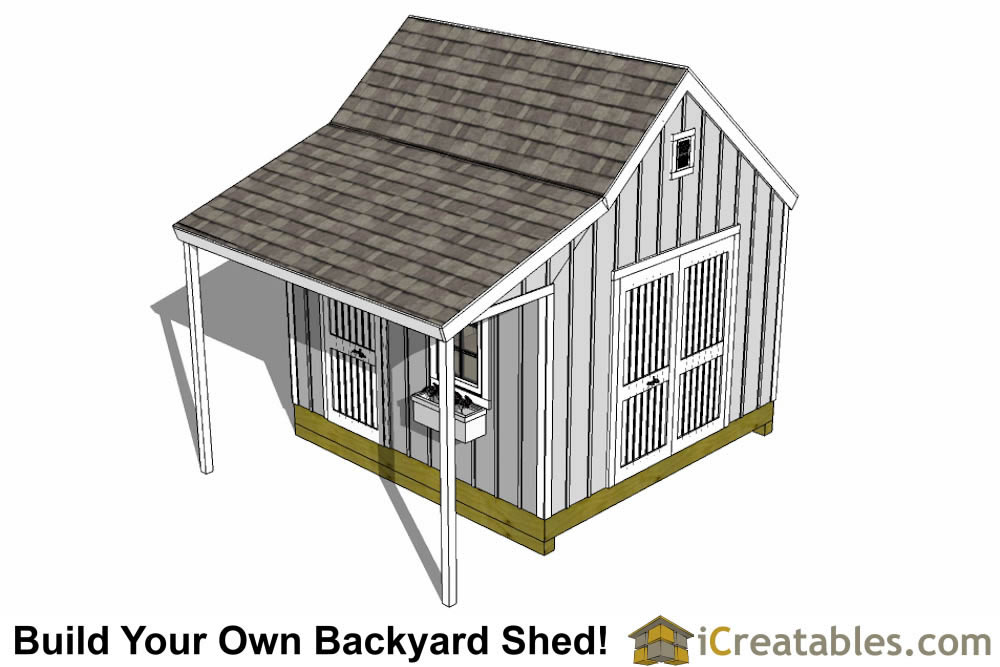 12x12 Cape Cod Shed With Porch Plans | icreatables