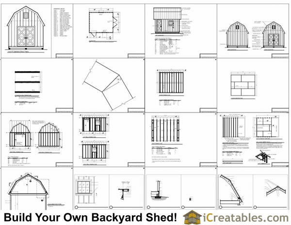 12x14 Gambrel Shed Plans | 12x14 barn shed plans