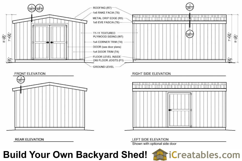 12x16 short shed plans 8' 4