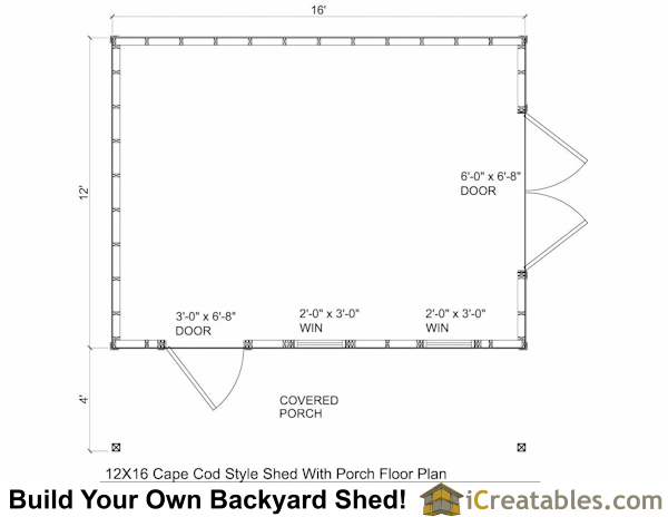 12x16 cape cod shed with porch plans icreatables