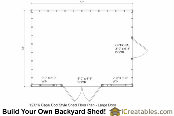 Detail 12x16 shed wall height
 