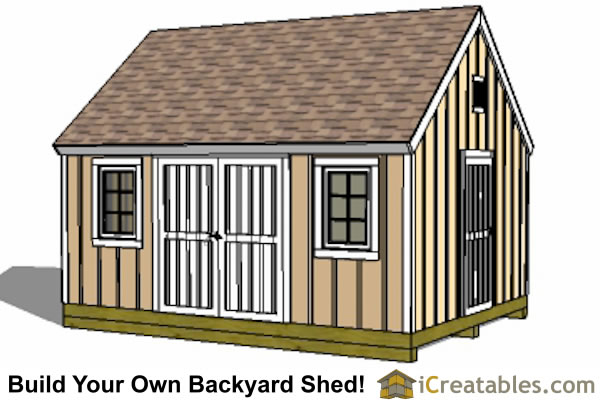 12x16 Cape Cod Larg Door Shed Plans iCreatables.com