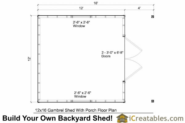 12x16 Gambrel Shed Plans With A Porch