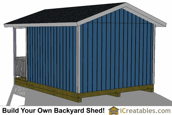 The 12x16 gable shed plans with porch include: