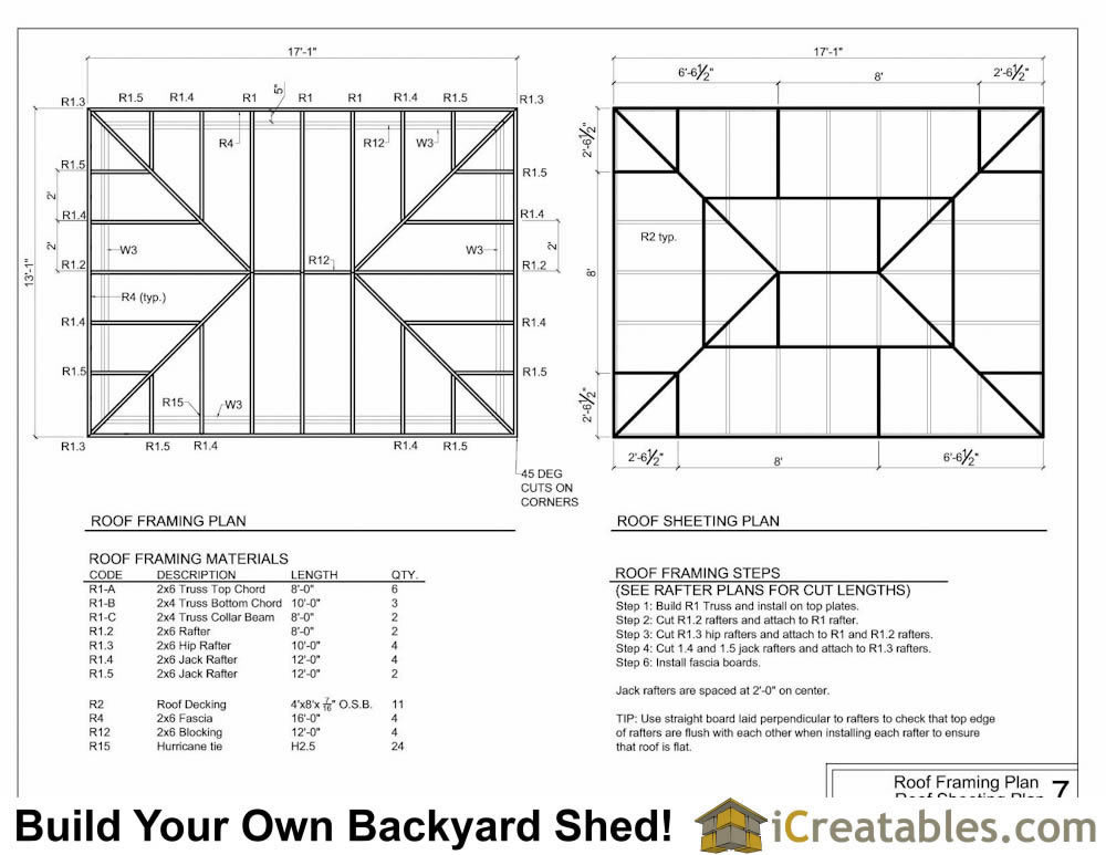 12x16 Hip Roof Shed Plans