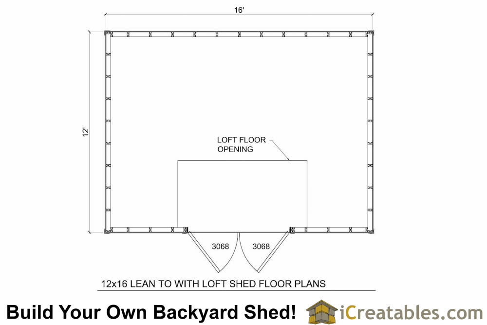 12x16 Lean to shed plans floor plan