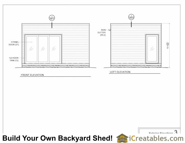 12x16 Studio Shed Plans | Center Door