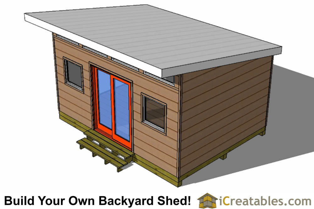 12x16 modern shed plans center door