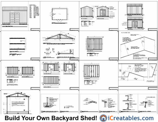 12x16 Shed Plans  Gable Shed  Storage Shed Plans  icreatables.com