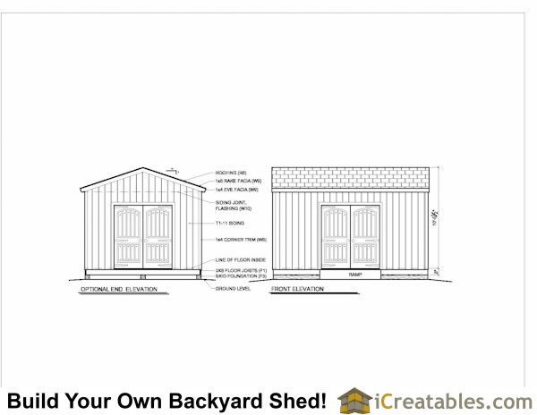 12X16 shed plans elevations