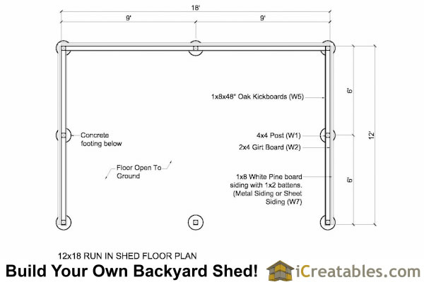 12x18 Run In Shed Plans