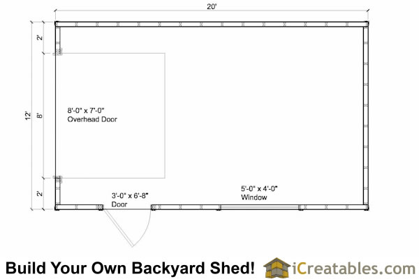 12x20 Shed With Garage Door Floor Plan 12x20 Shed With Garage Door Floor Plan