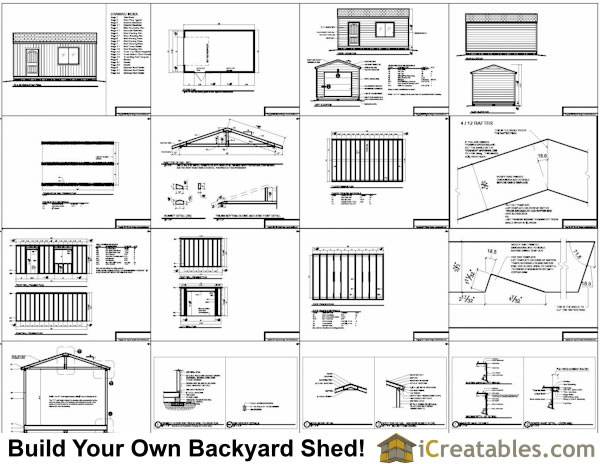 Sample of our 12x20 storage shed plans: (similar plans)