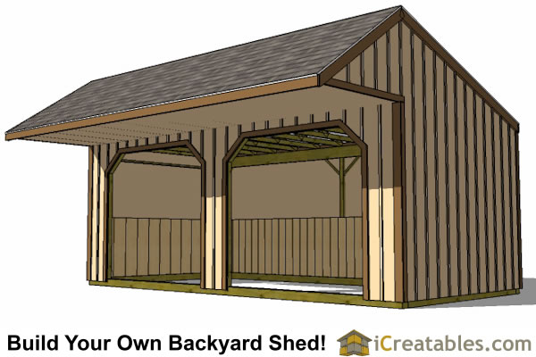 12x20 run in shed plans with cantilever