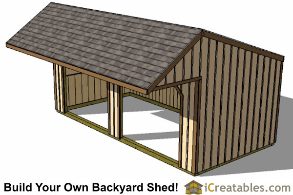 Build a run in shed with a 6' covered areas out front.