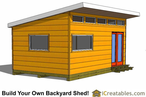 12x20 modern studio shed plans end door