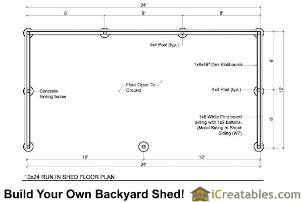 sample of our 12x24 run in lean to shed plans 12x24 run in