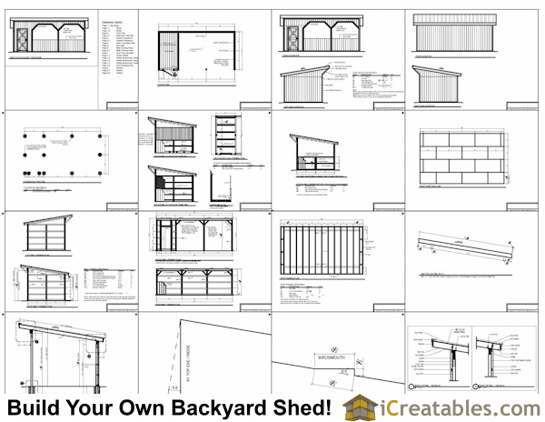 12x24 run in shed plans with lean to roof