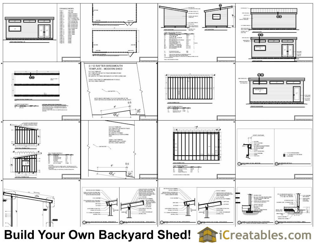 12x20 modern studio shed plans