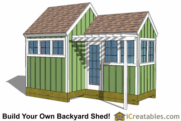 12x8-8x8 Garden Shed Plans with Trellis