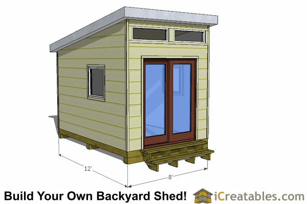 12x8 Modern Shed Plans | 12x8 studio shed plans