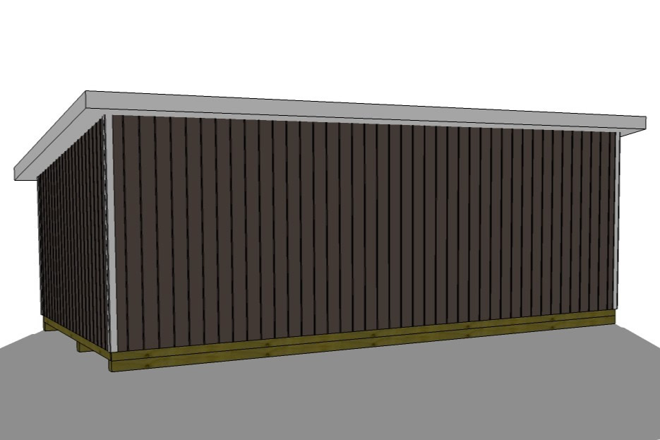 14x28 lean to shed left rear view