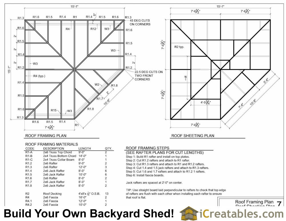 5 sided corner shed roof framing plans. | Wood Projects ...