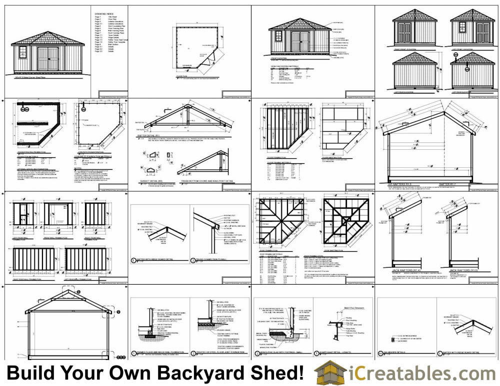 14x14 5 sided corner shed plans