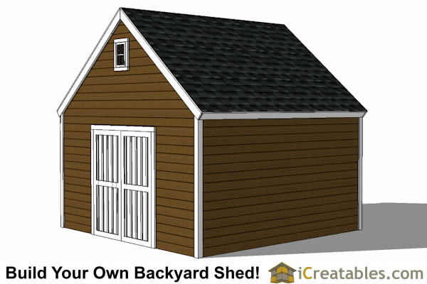 The 14x14 colonial garden storage shed plans include: