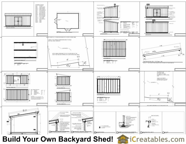 14x20 Lean To Shed Plans Front Elevation Large