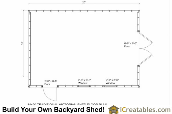 14x20 Traditional Victorian Backyard Shed Plans